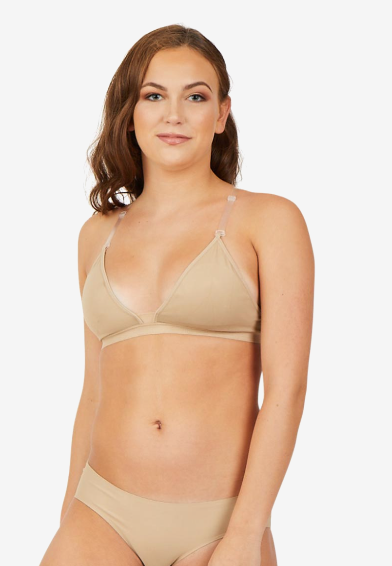 Deep Neck Clear Back Bra