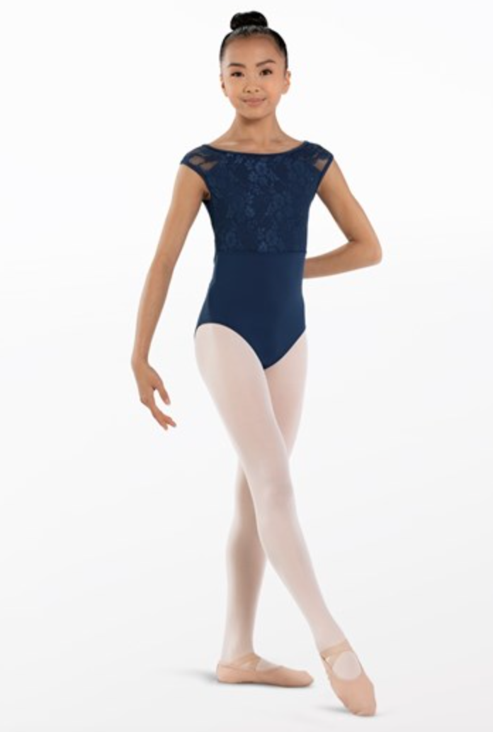 Lace Cap Sleeve Leotard - Girls