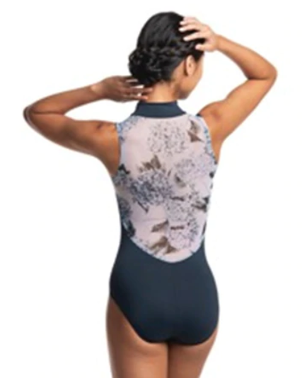 Zip Front Leotard with Winter Hydrangea